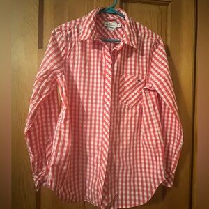 Vineyard Vines Relaxed Fit Button Down Striped Shirt Woman's light red 8